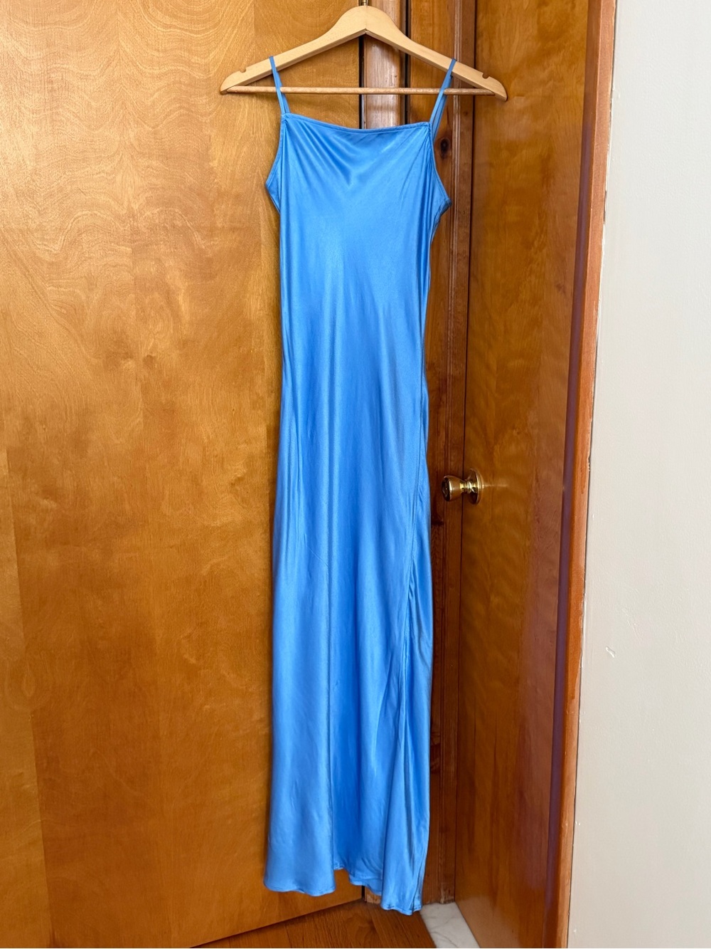 pistola Sky Blue Satin Slip Maxi Dress